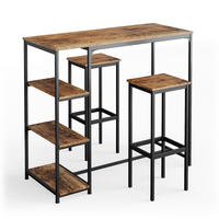 BARTISCH-SET Fyrk Antikholz 120 x 50 cm mit Regalen und 2 Barhockern - Alteiche/Schwarz, Holzwerkstoff (120/105/50cm) - Vicco