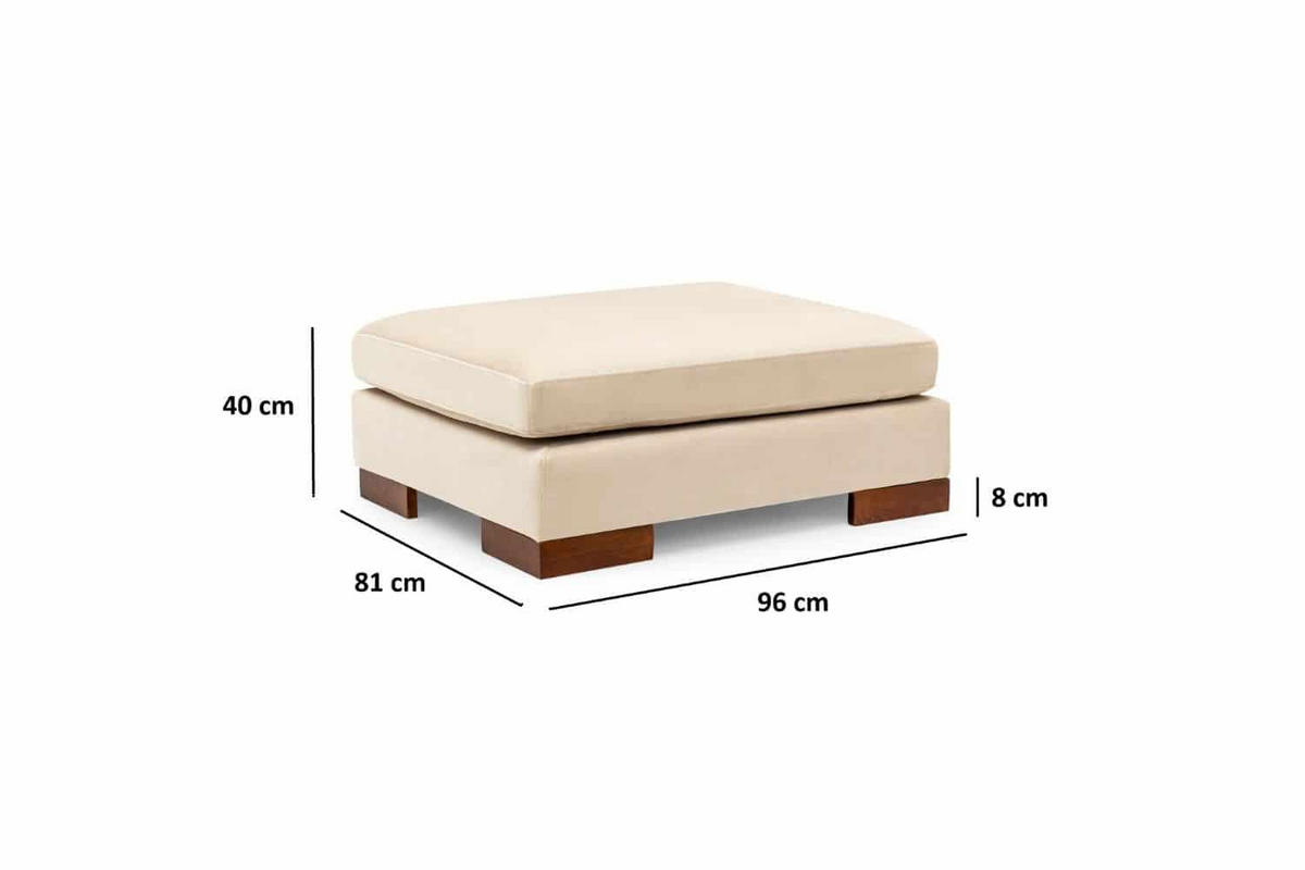 ECKSOFA mit Hocker und Lounge-Design - Beige/Walnussfarben, Holz/Textil (193/313cm) - myHomelando