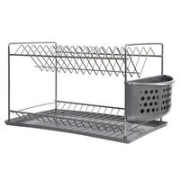 ABTROPFGESTELL 2 Etagen Untersetzer und Besteckkorb - Grau, Metall (38/23/23cm) - DanDiBo