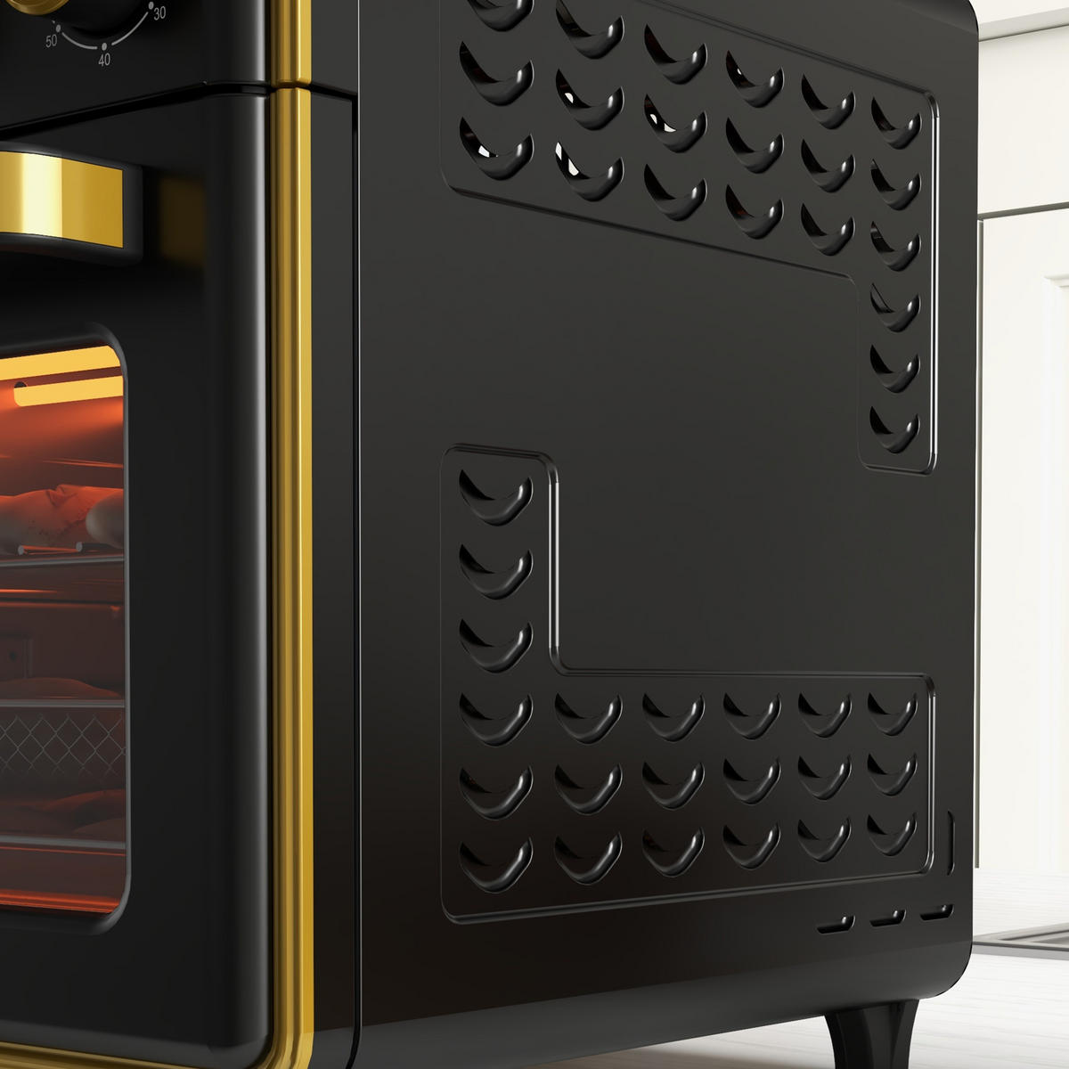 MINIBACKOFEN 20L 1400W Elektrobackofen mit 3 Einschubpositionen, Temperatur 90-230°C, 60 Min. Timer, Schwarz - Schwarz, Metall (36/34.5/37.7cm) - Beaface