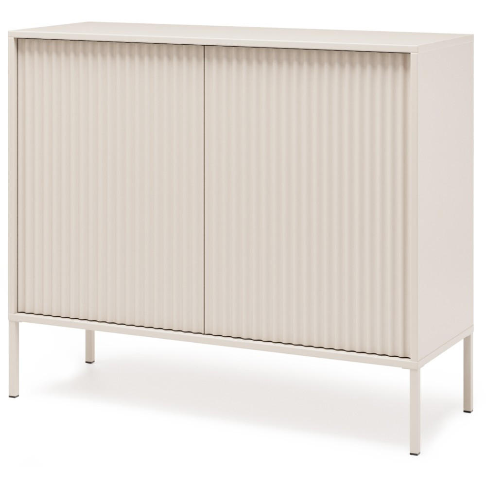 KOMMODE Noto mit 2 Türen und geriffelten Fronten, 104 cm - Kaschmir, Holzwerkstoff (104/38/87cm) - Beautysofa