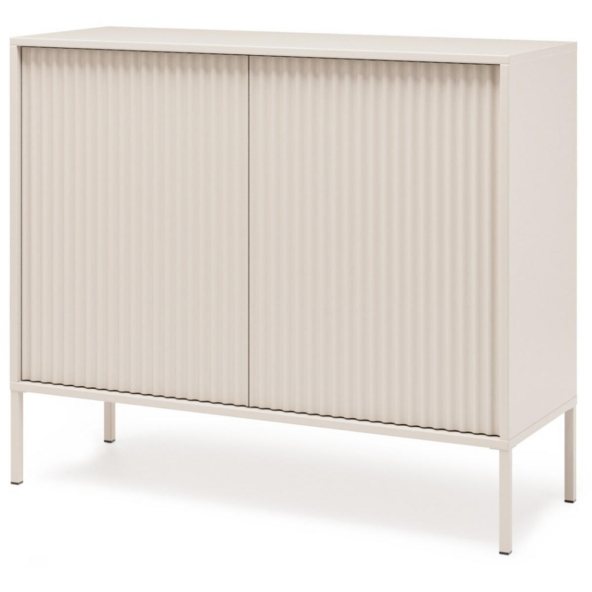 KOMMODE Noto mit 2 Türen und geriffelten Fronten, 104 cm - Kaschmir, Holzwerkstoff (104/38/87cm) - Beautysofa