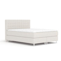 BOXSPRINGBETT Sorrento Hellbeige 140/200 cm mit Latex-Topper - Beige/Silberfarben, Holz/Holzwerkstoff (140/200cm) - Maison de Reve