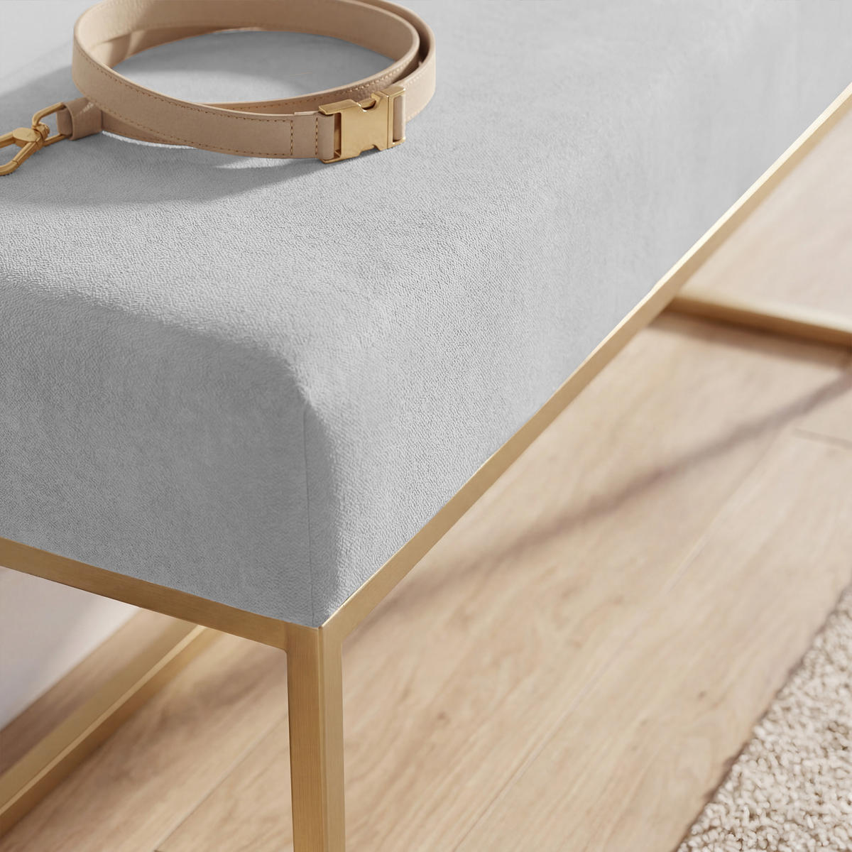 POLSTERBANK PURE 90 cm Metallgestell, Gold / Grau - Goldfarben/Grau, Textil/Metall (90/44/30cm) - Idohome
