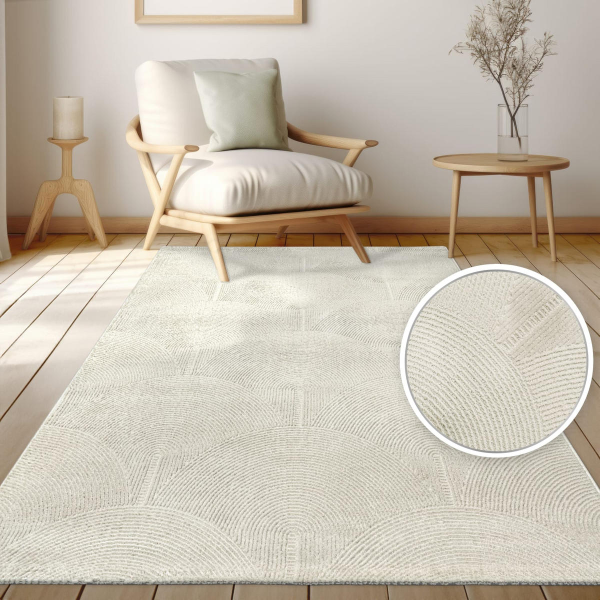 KURZFLORTEPPICH, abstrakt, Florhöhe 9 mm, Creme, 200 x 280 cm - Creme, Textil (280/200cm) - KADIMA DESIGN