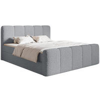 BOXBETT Cloudy II mit Bettkästen und Topper Bouclé Grau, 160x200 cm - Schwarz/Grau, Kunststoff/Textil (160/200cm) - Selsey