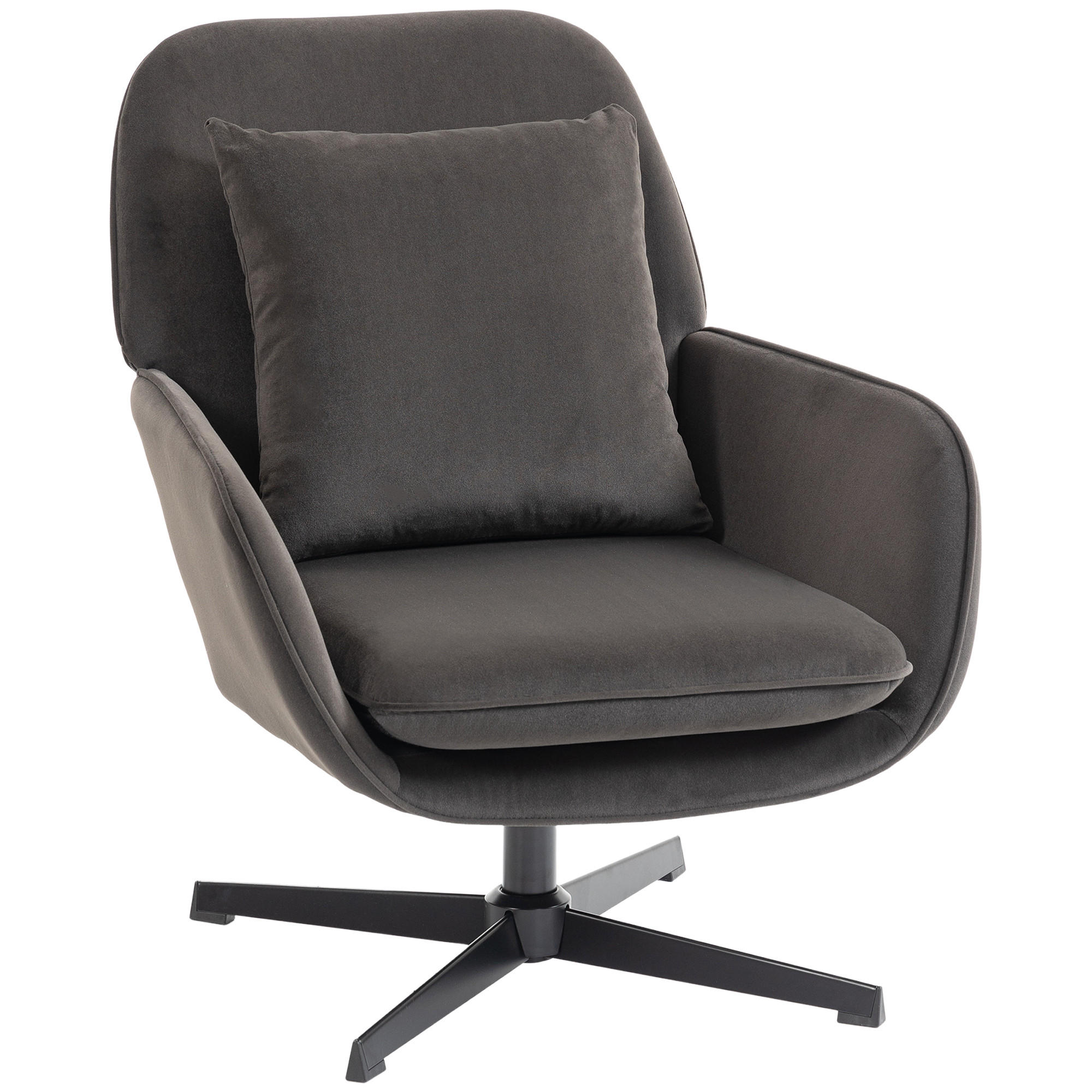 RELAXSESSEL DE-13358 Velours, breite Sitzfläche Dunkelgrau - Dunkelgrau, Metall (73/85/83.5cm) - ComfortXL