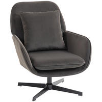 RELAXSESSEL DE-13358 Velours, breite Sitzfläche Dunkelgrau - Dunkelgrau, Metall (73/85/83.5cm) - ComfortXL