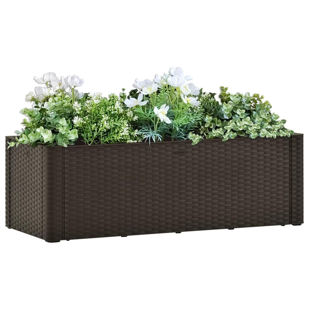 GARTEN-HOCHBEET mit Selbstbewässerungssystem Mokka 100x43x33 cm - Anthrazit, Kunststoff (100/33/43cm) - furnicato