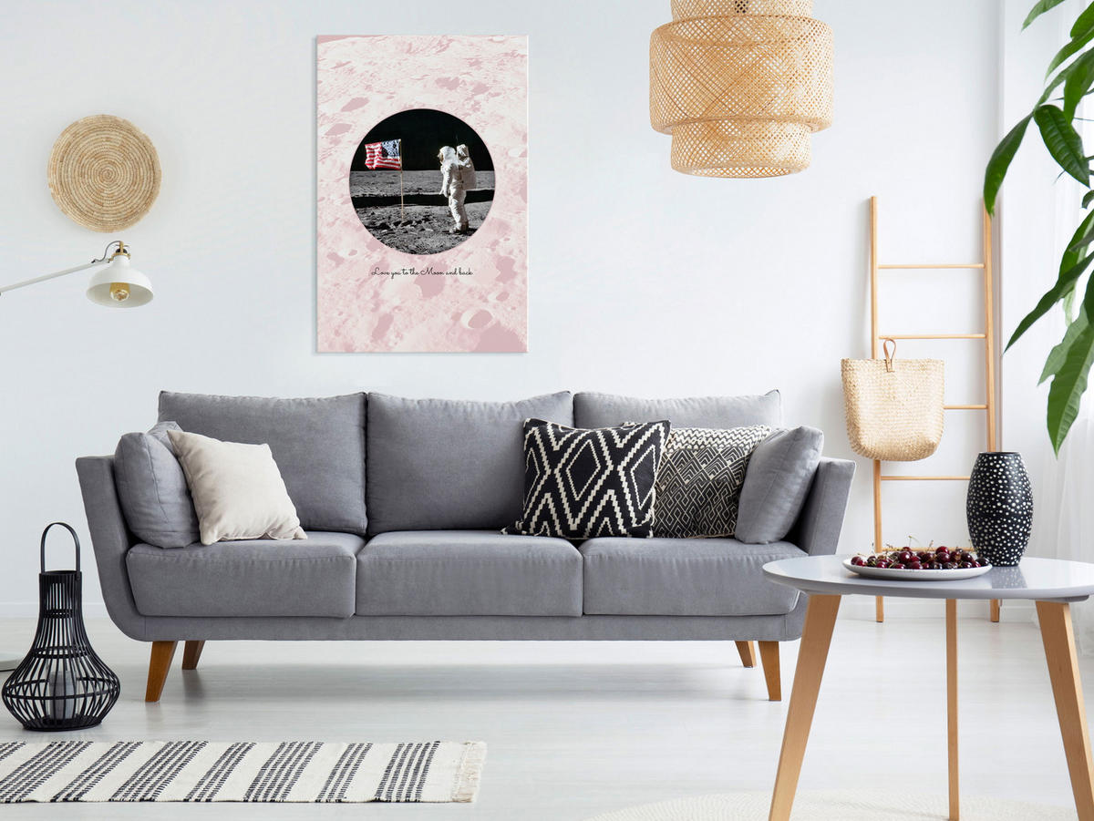KUNSTDRUCK Rosa 40/60 cm - Pink/Schwarz, Textil (40/60cm) - KUNSTLOFT