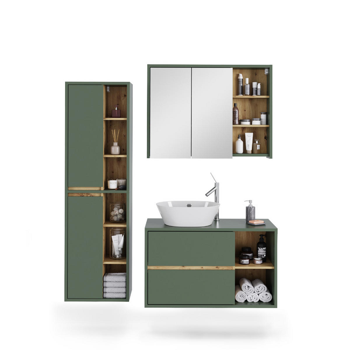 Eiche Artisan/Grün, Holzwerkstoff (100/60/45.5cm) - Vicco