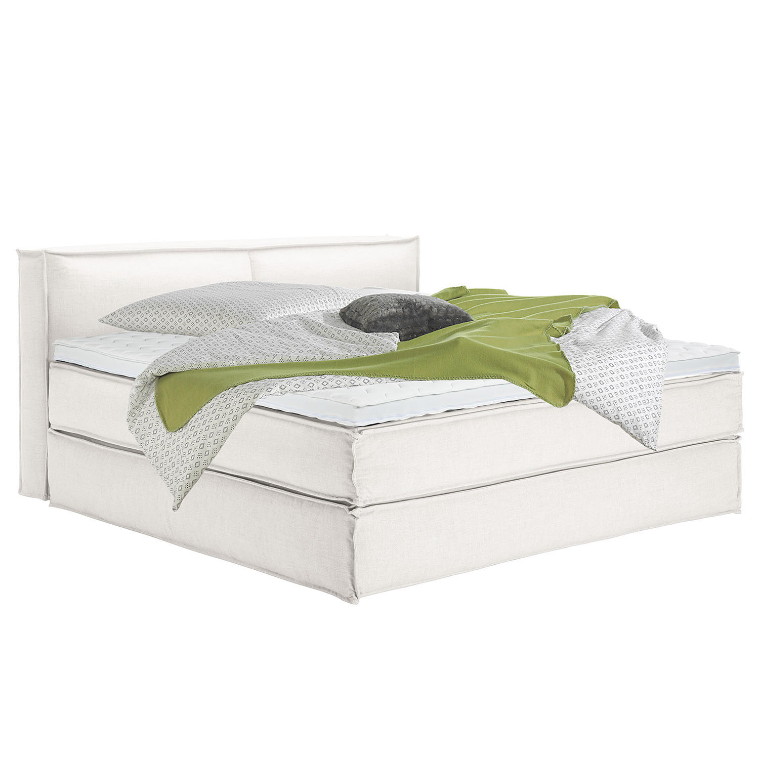 BOXSPRINGBETT mit Kopfteil - Premium - Weiß, Textil (200/220cm) - home24