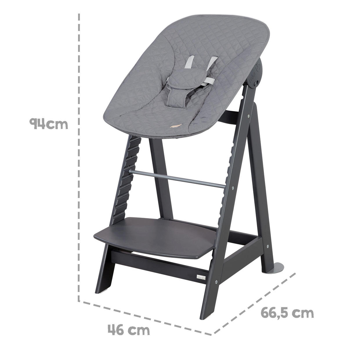 HOCHSTUHL-SET 2in1 Born Up Anthrazit - Anthrazit, Holzwerkstoff/Textil (46/94/66.5cm) - Roba