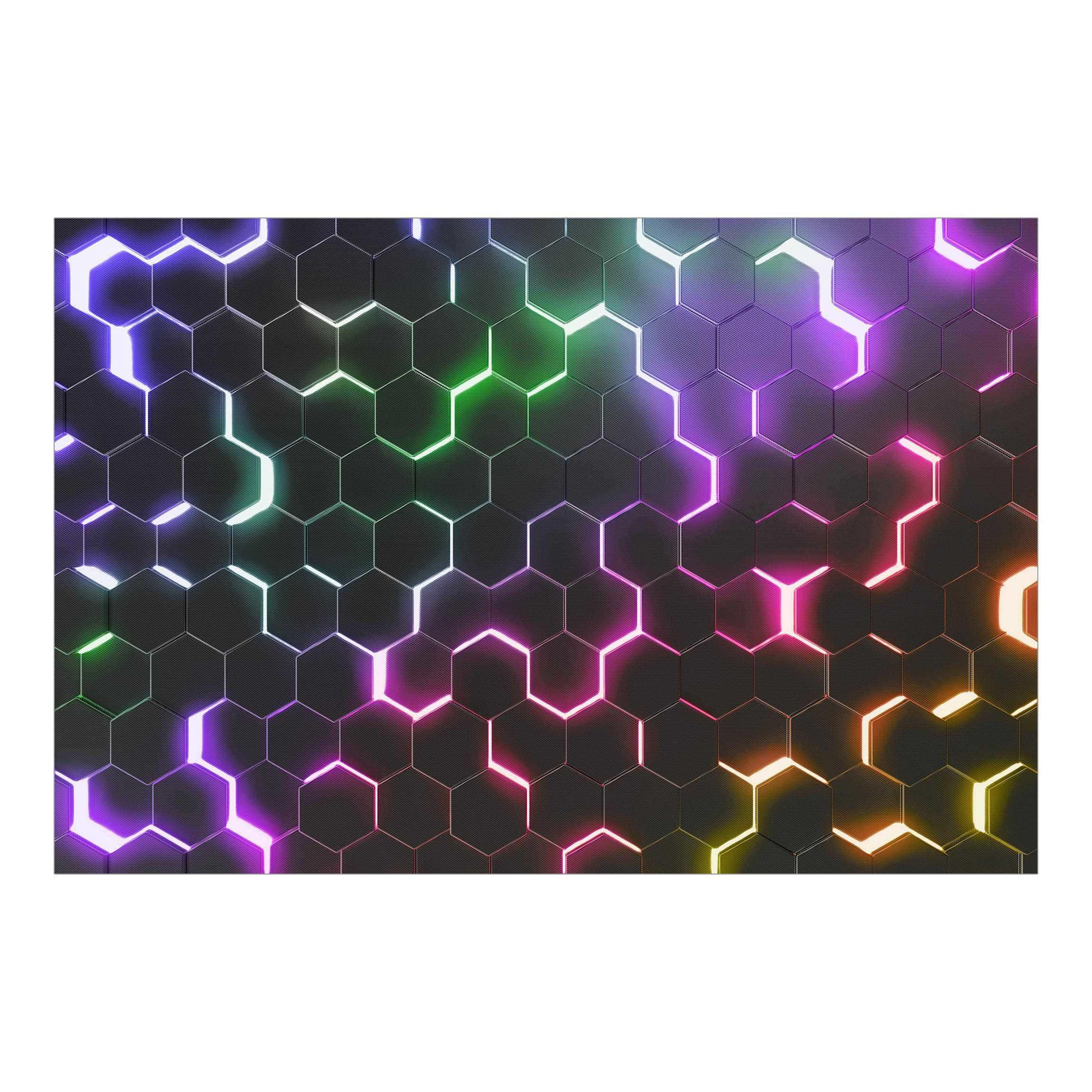 FOTOTAPETE Strukturierte Hexagone mit Neonlicht 288/190 cm - Multicolor, Papier (288/190cm) - Bilderwelten