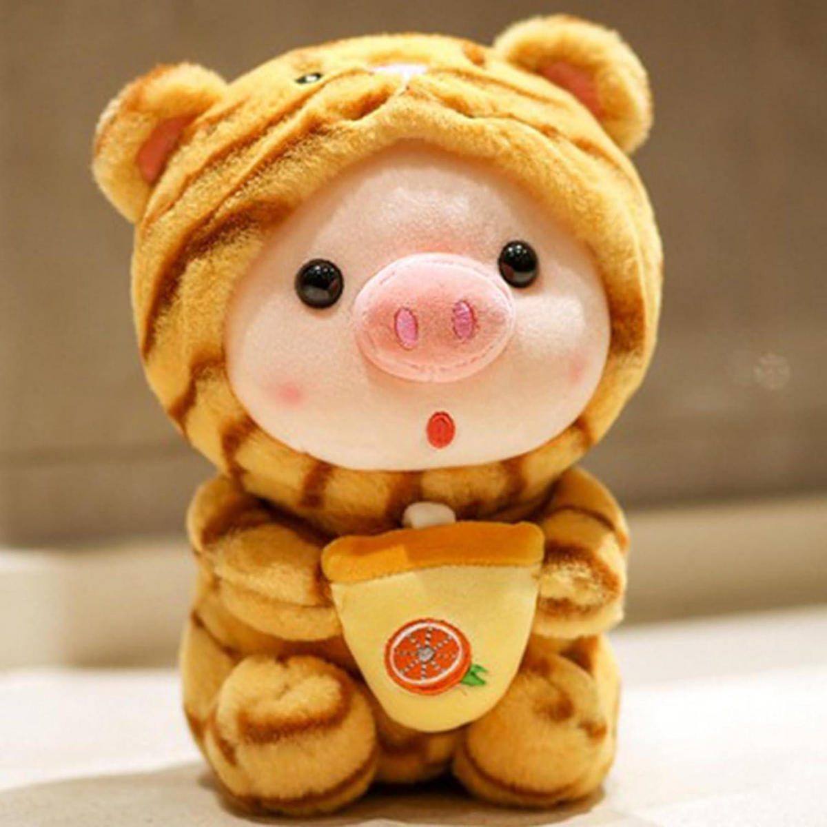 STOFFTIER Schwein mit Bubble Tea 25 cm - Multicolor, Textil (10/15cm)