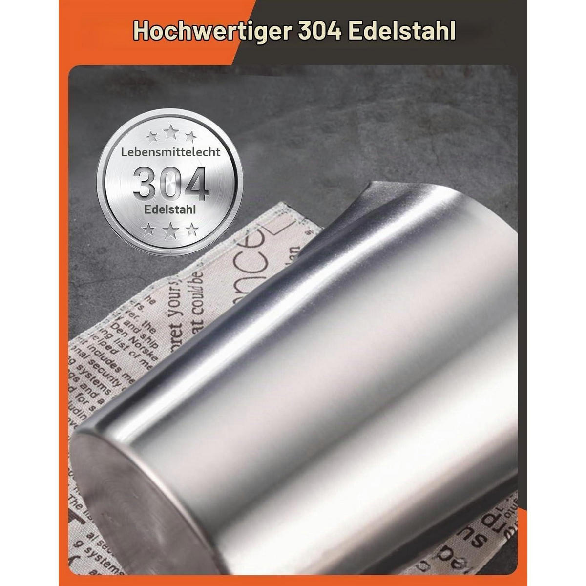MESSBECHER Edelstahl 1000 ml mit Deckel - Silberfarben, Metall (1L)