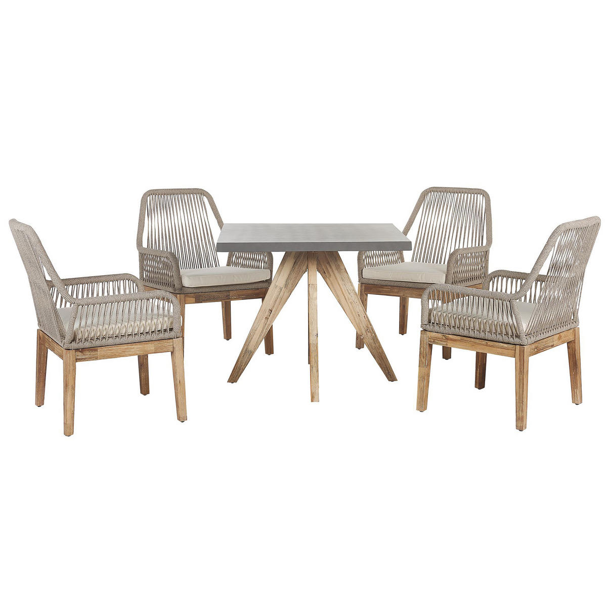 GARTENMÖBEL SET 4-Sitzer Faserzement grau 90/90 cm beige Olbia - Hellbraun/Beige, Stein - Beliani