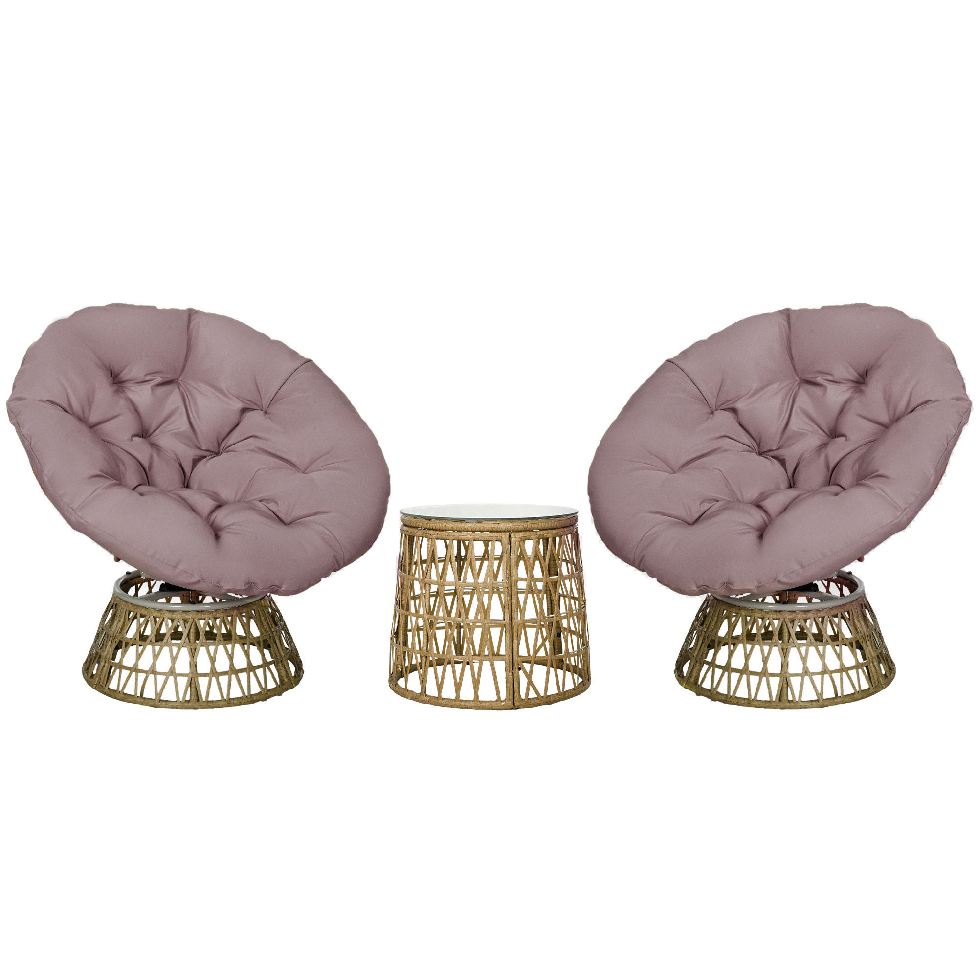 BISTROSET Rattan Gelb 3-tlg. - Beige, Metall - ComfortXL