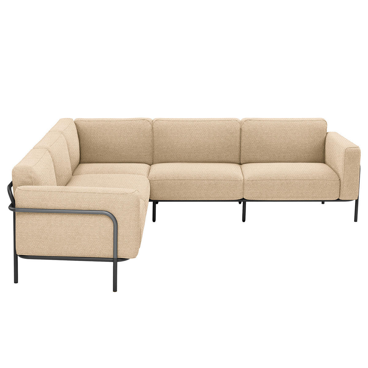 OUTDOOR-ECKSOFA - Beige, Textil/Metall (247/76/247cm) - home24