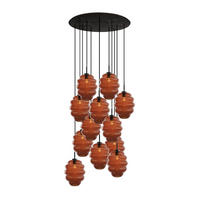 GALERIELEUCHTE Echos 12-flammig Braun Ø 25cm - Schwarz/Braun, Glas (25/25/28cm) - s.luce