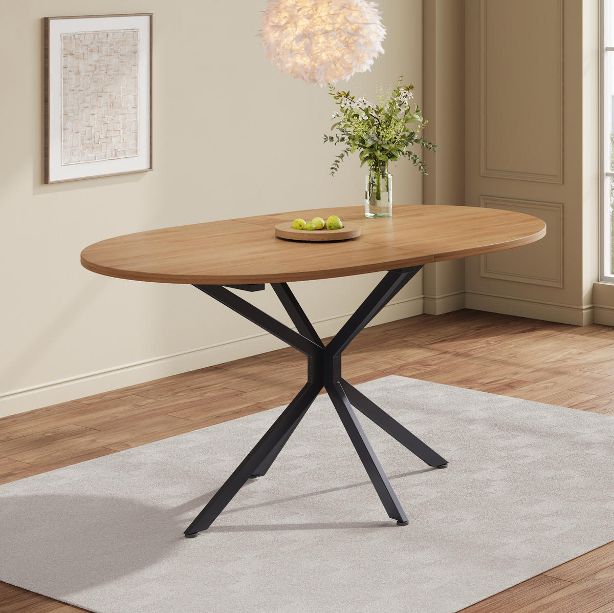 JÍDELNÍ stůl z MDF 120x80x75,5 cm přírodní pro 4–6 osob se stabilní křížovou podnoží - přírodní, kompozitní dřevo (80/120/75.5cm) - Modfu