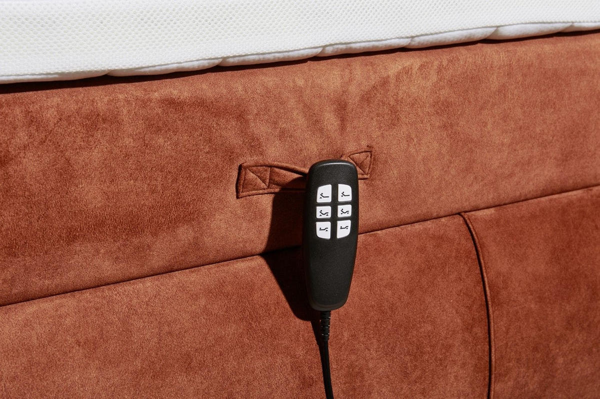 BOXSPRINGBETT 180x200 inkl. Elektrofunktion, Topper und Matratze - Schieferfarben/Rostfarben, Holz/Holzwerkstoff (180/200cm) - ed exciting design