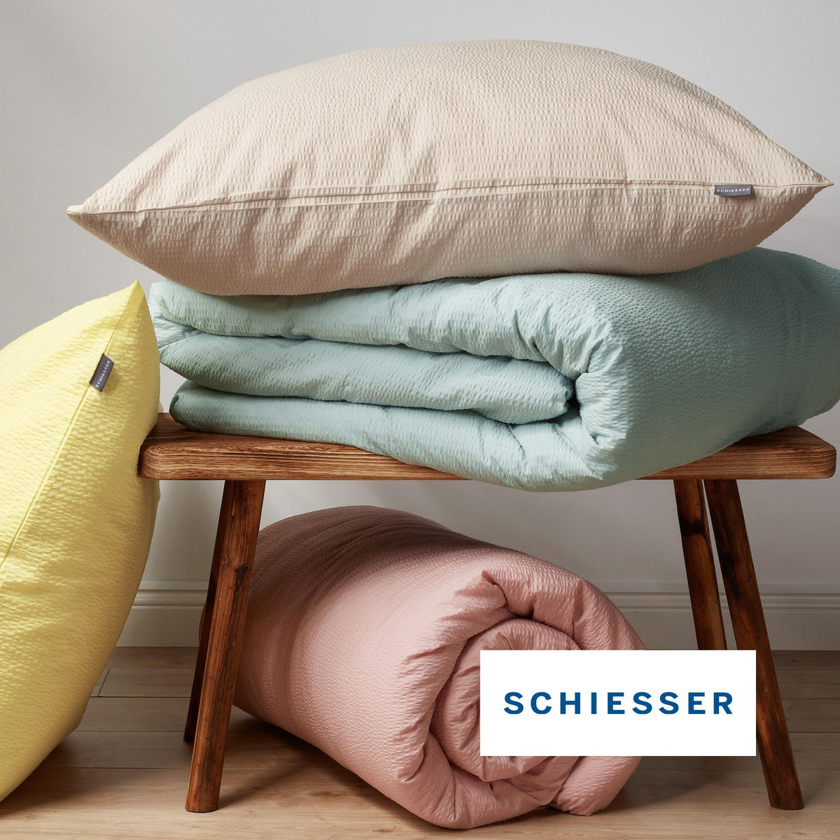 BETTWÄSCHESET Laura - Baumwoll Seersucker - 2-teilig - 135x200 cm - Hellpetrol - Hellblau, Textil (135/200cm) - SCHIESSER
