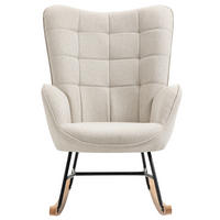MEUBLES COSY Skandinavischer Schaukelstuhl aus Stoff mit Holz- und Metallgestell, Beige - Beige, Holz/Textil (85/98/50cm) - Meubles Cosy