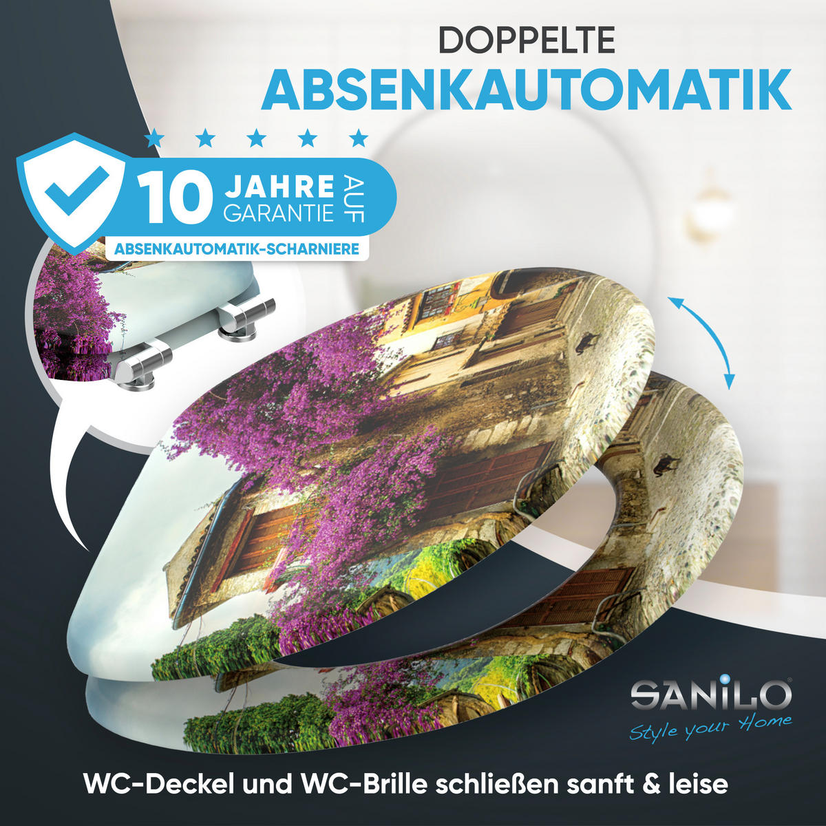 WC-SITZ mit Absenkautomatik Toskana - Violett, Holzwerkstoff (38/6/47cm) - Sanilo