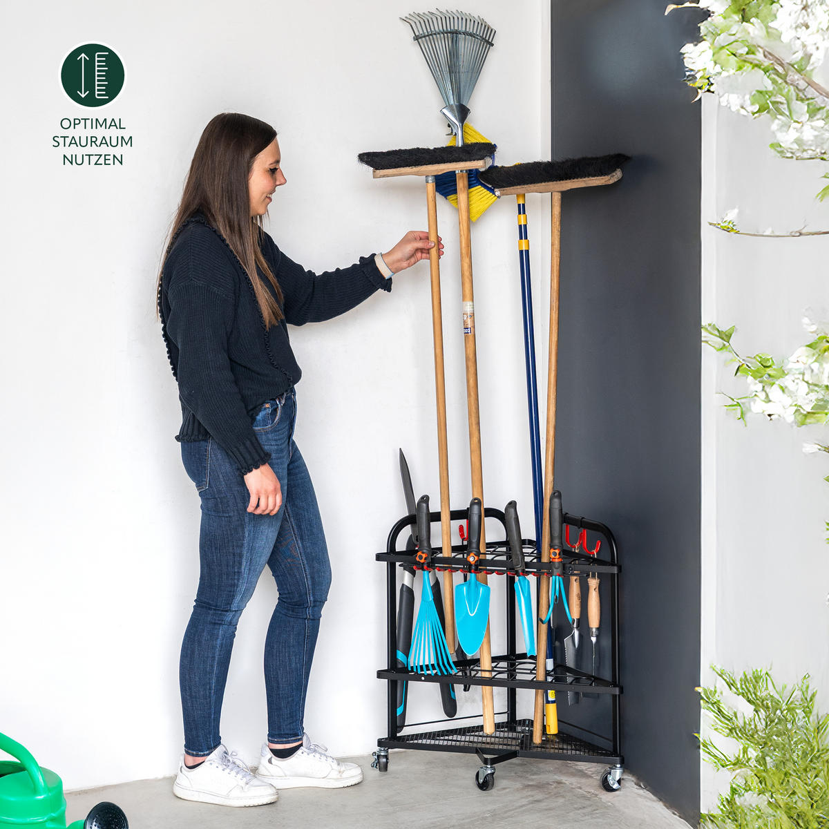 GARTENGERÄTE-ORGANIZER - Schwarz, Metall (62.5/63/62.5cm) - eluno