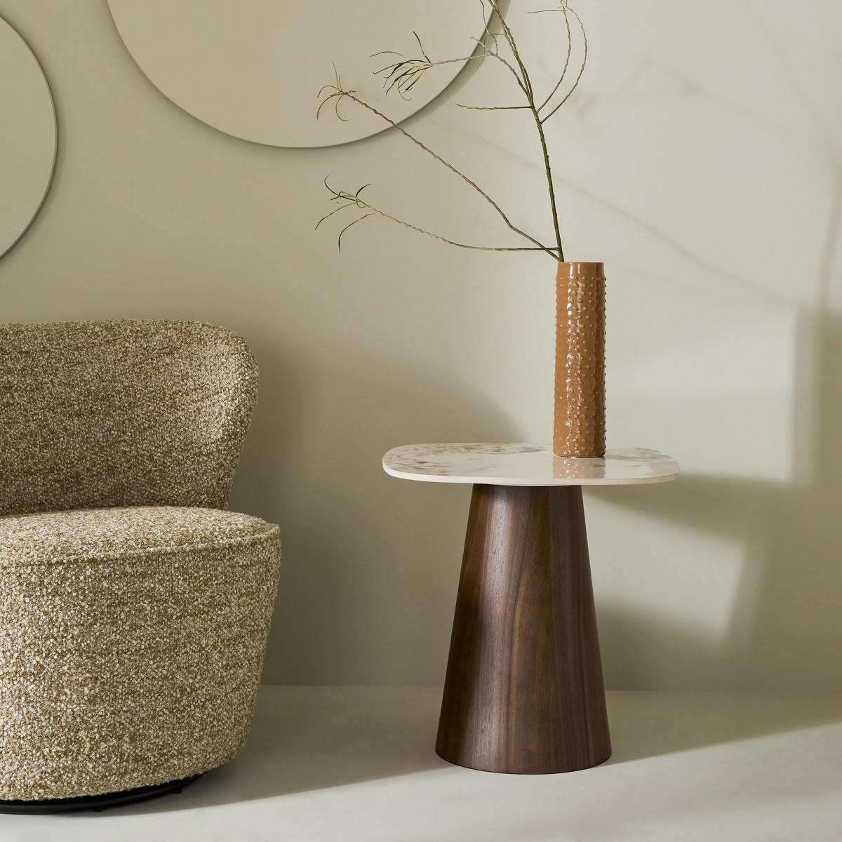 BEISTELLTISCH Keramik 58/50/50 cm - Braun, Keramik (58/50/50cm) - Signature