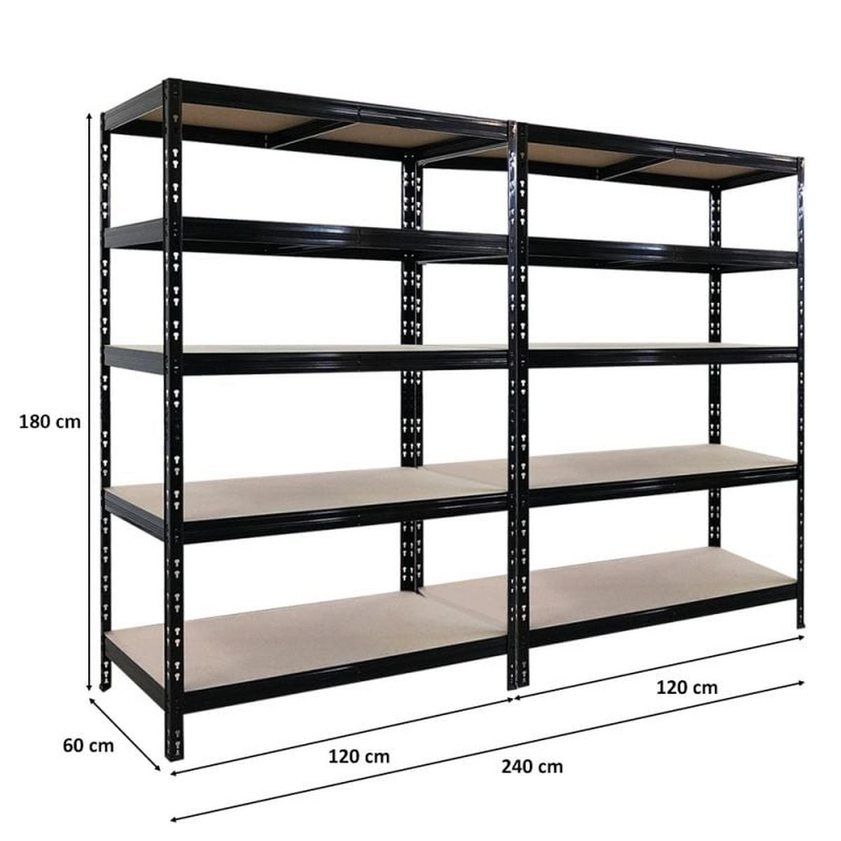 SCHWERLASTREGAL 2er Set Tiger HxBxT 180x120x60cm Fachlast 265kg Schwarz - Schwarz, Metall (240/180/60cm) - PROREGAL