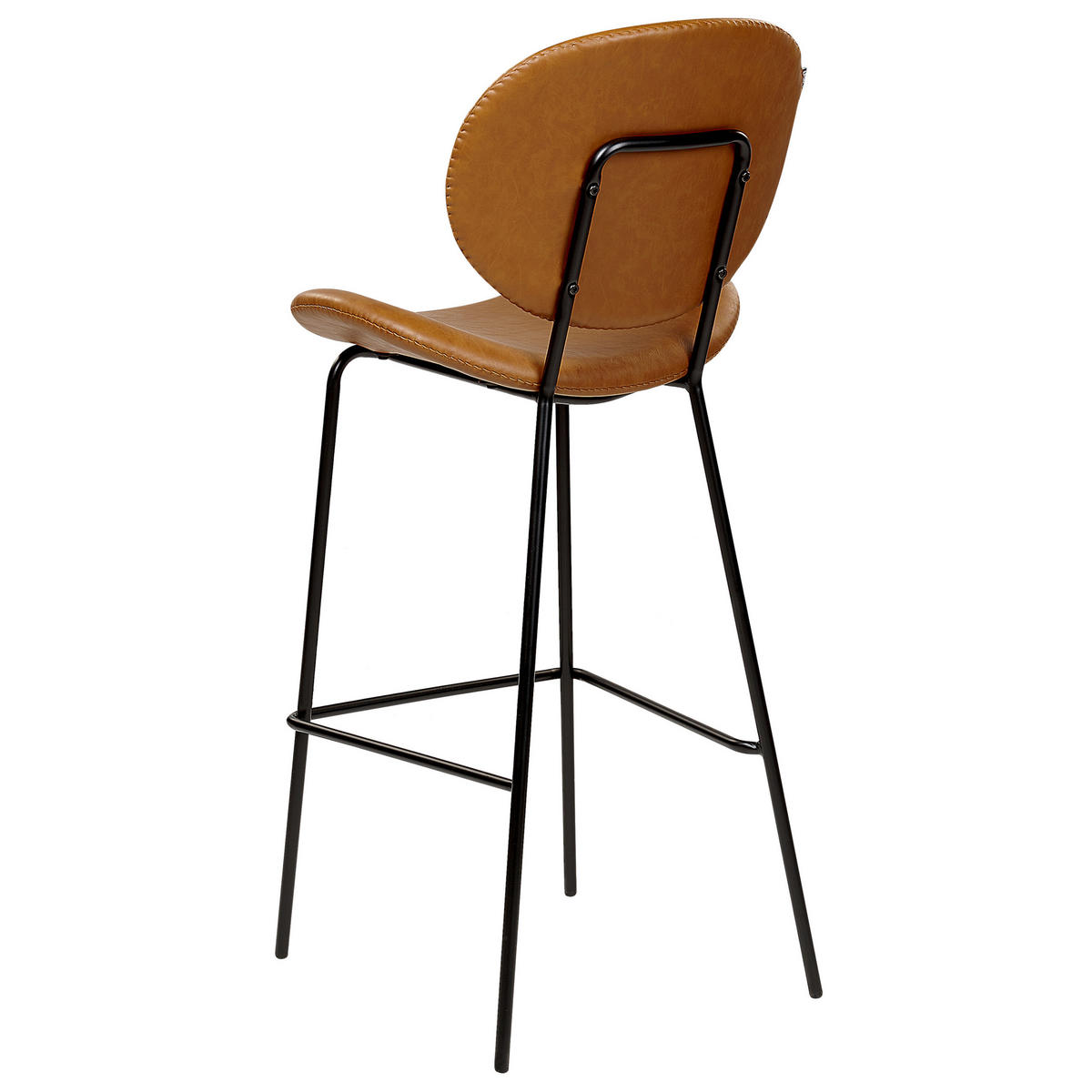 BARSTUHL 2er-Set Kunstleder goldbraun/schwarz Luana - Schwarz/Braun, Kunststoff (52/116/48cm) - Beliani