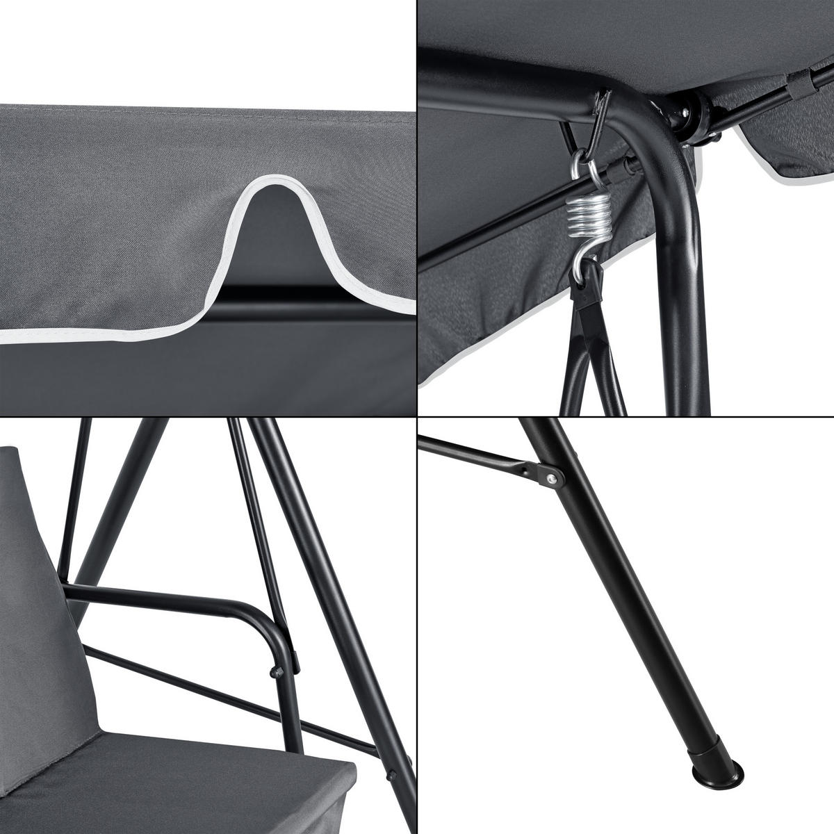 HOLLYWOODSCHAUKEL - Dunkelgrau, Metall (172/152/112cm) - [en.casa]