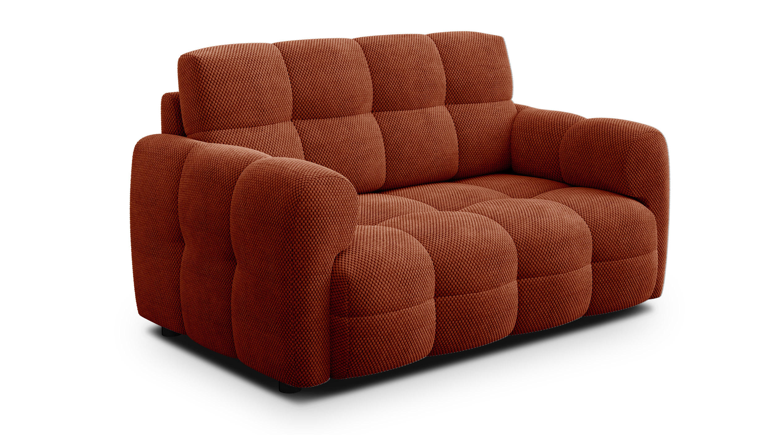 SOFA MELLOW 2-Sitzer, dunkelorange - Dunkelorange/Schwarz, Holz/Textil (153/87/98cm) - Courtois Laville