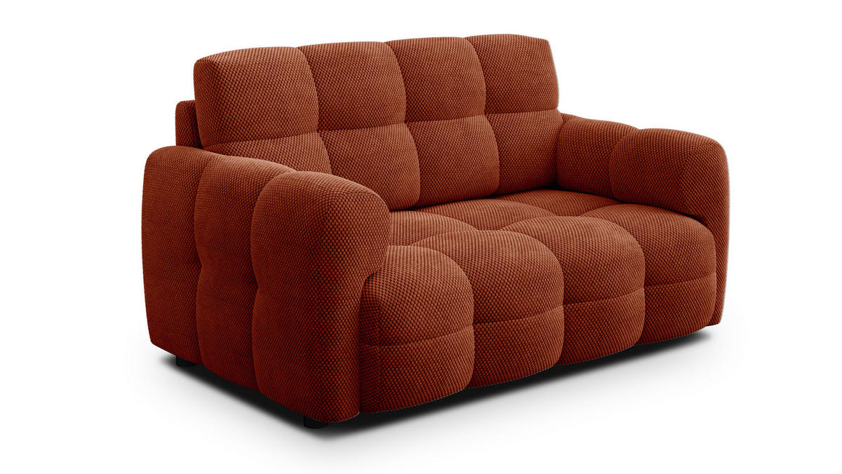 SOFA MELLOW 2-Sitzer, dunkelorange - Dunkelorange/Schwarz, Holz/Textil (153/87/98cm) - Courtois Laville