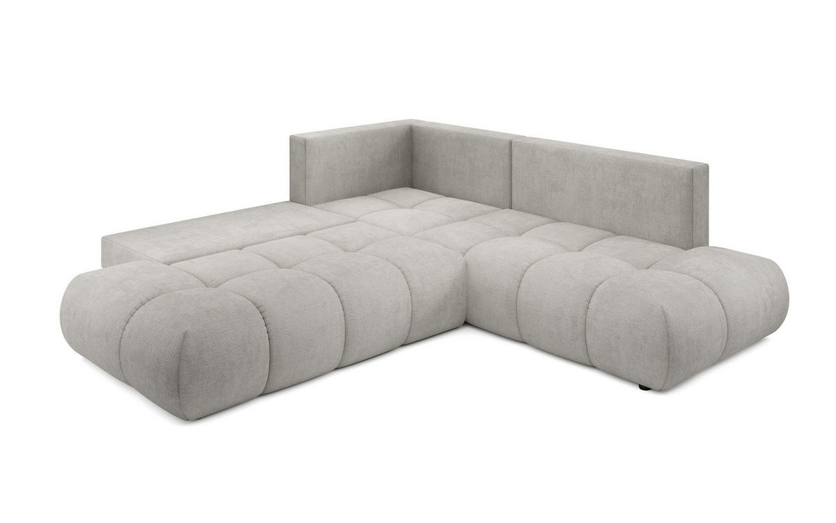 ECKSOFA DUCA II R-S Hellgrau Chenille mit Schlaffunktion - Hellgrau, Holz (266.5/266.5cm) - MASSENO