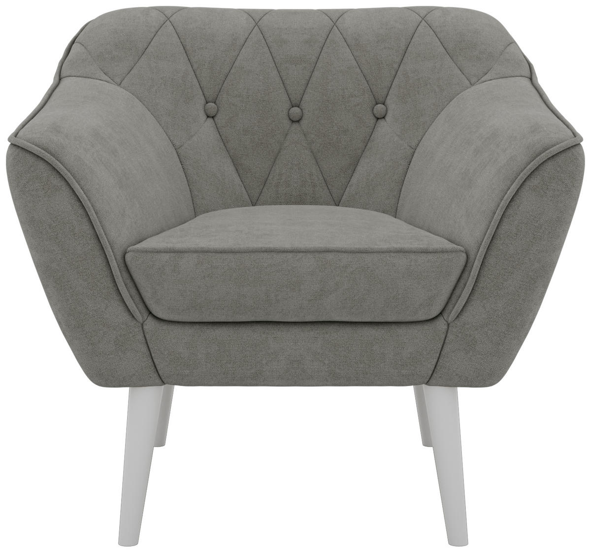 KRESLO PIRS - Sivá Štruktúrovaná látka - Biele nohy - sivá/biela, kompozitné drevo/textil (80/75/74cm) - MKS