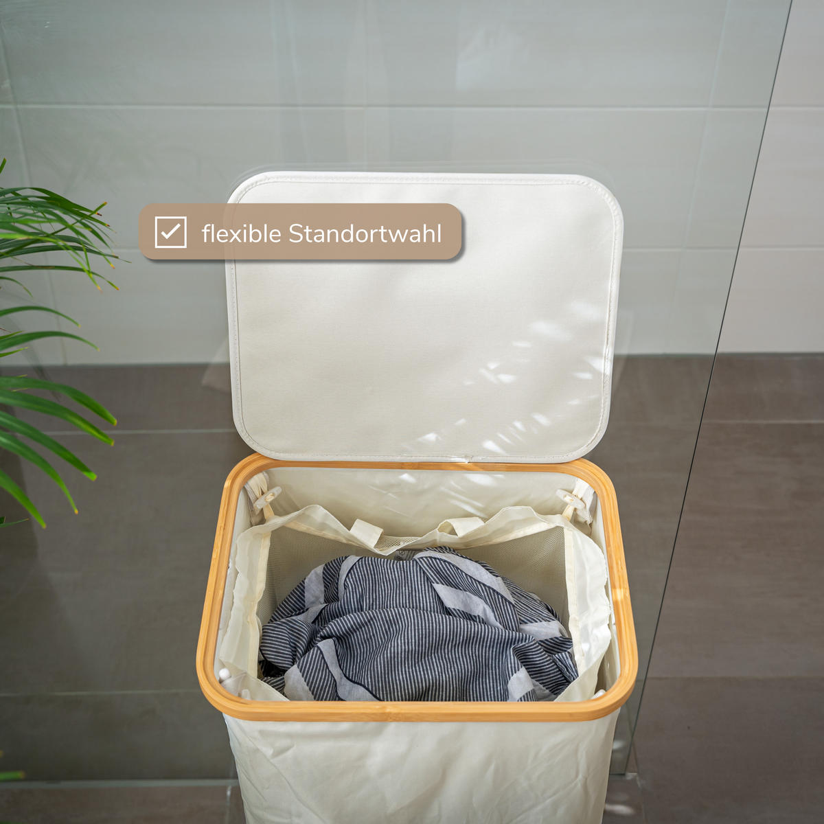 WÄSCHESAMMLER 100 Liter, beige - Beige, Textil (41/73.5/33.5cm) - bremermann