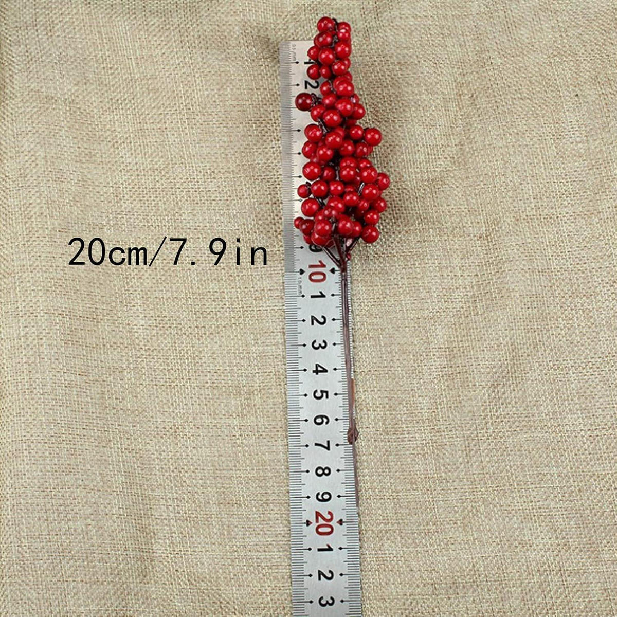 KÜNSTLICHE Beeren 10er Set Rot 20 cm - Rot, Kunststoff (5cm)