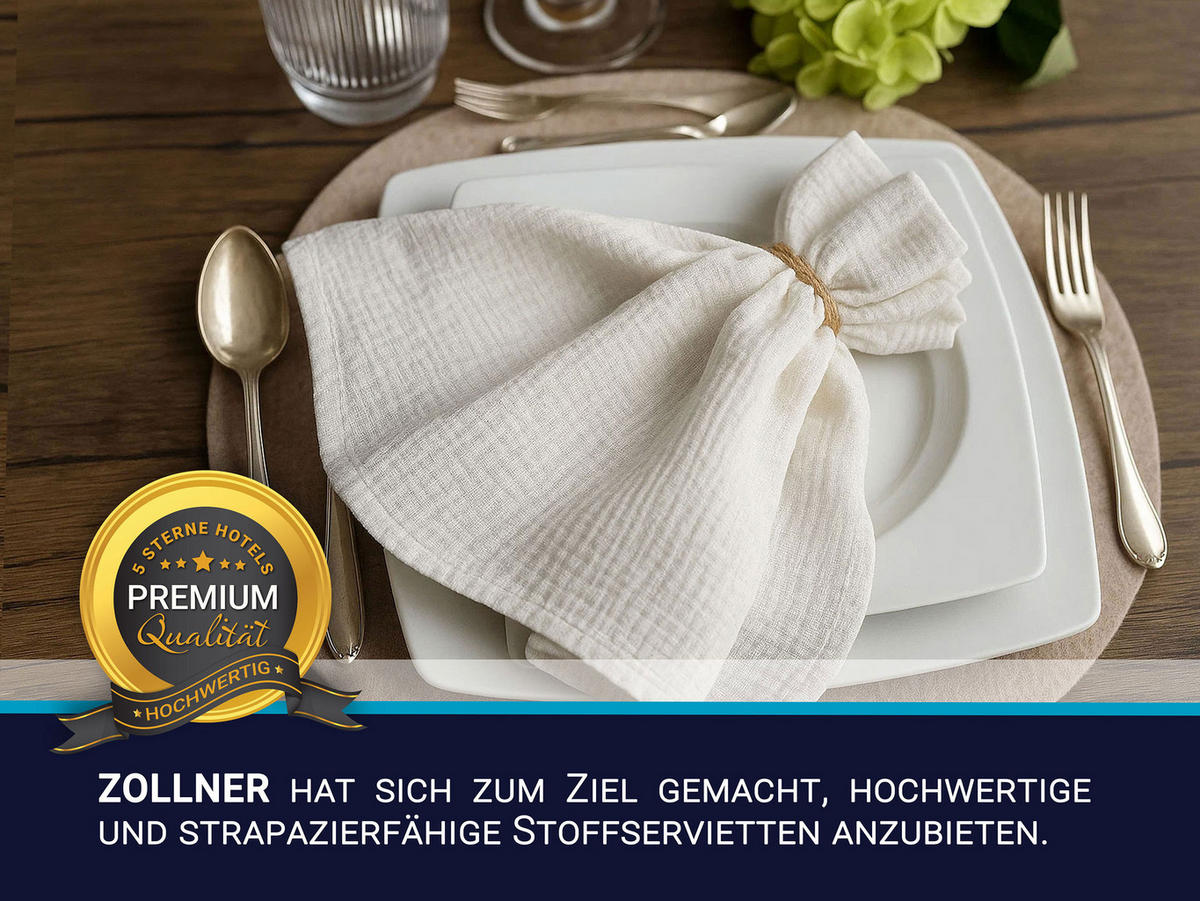 STOFFSERVIETTEN, 6er-Set, 50x50 cm, 100% Baumwolle, Beige - Creme, Textil (50/50cm) - Zollner