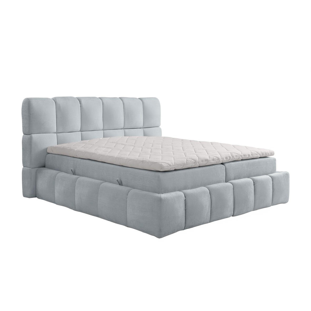BOXSPRINGBETT AURA mit Topper und Bettkasten, Grau, H3 Bonell, 180x200 cm - Grau, Textil (180/200cm) - KS Home Concept