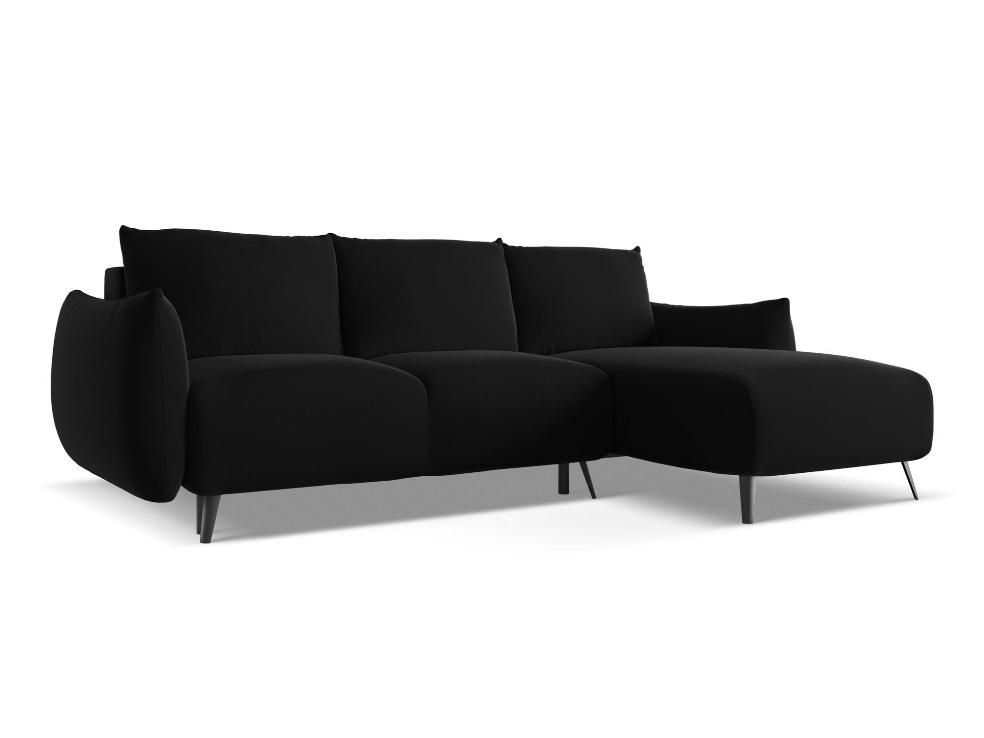 ECKSOFA mit Schlaffunktion Samt Stoff Schwarz - Schwarz, Textil/Metall (242/162cm) - Makamii