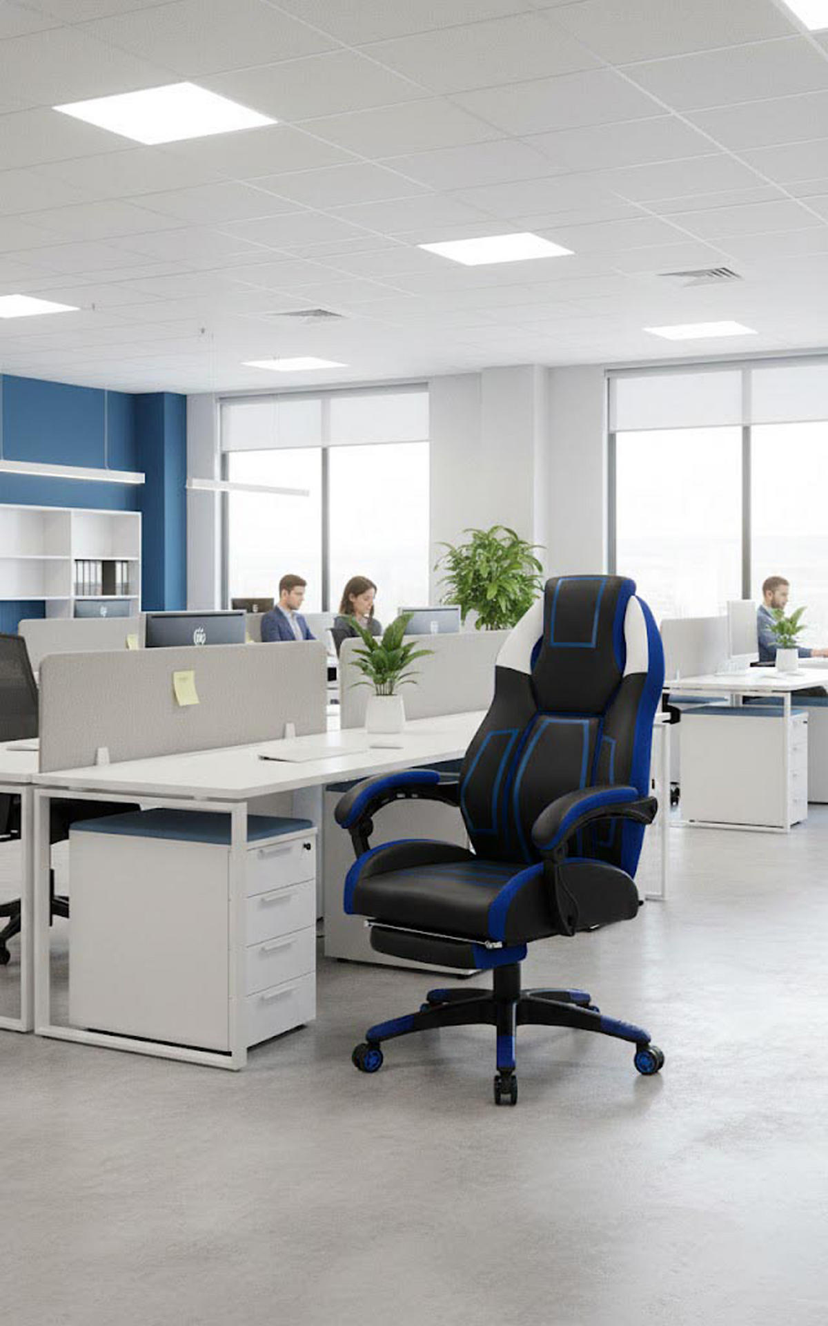 BÜROSTUHL Nexil Kunstleder schwarz/blau - Schwarz, Metall (69/127/70.5cm) - TPFLiving