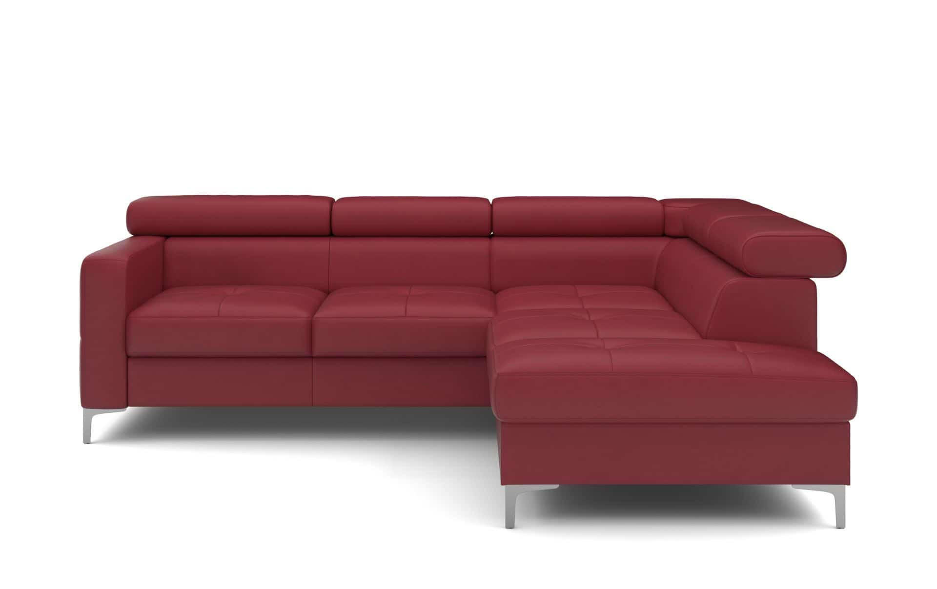 ECKSCHLAFSOFA aus Echtleder mit Schlaffunktion und Bettkasten - Chromfarben/Rot, Leder/Holz (207/242cm) - Cotta