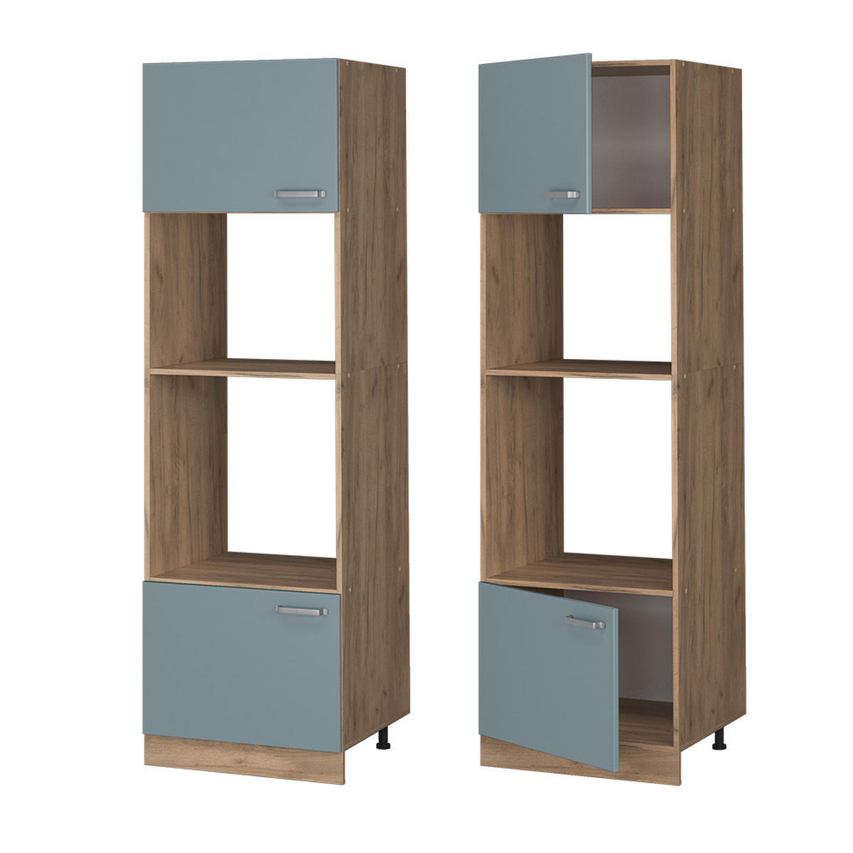 MIKROWELLENSCHRANK R-Line Blau-Grau 60 cm - Honigeiche/Eiche Wotan, Holzwerkstoff (60/206.8/57.2cm) - Vicco