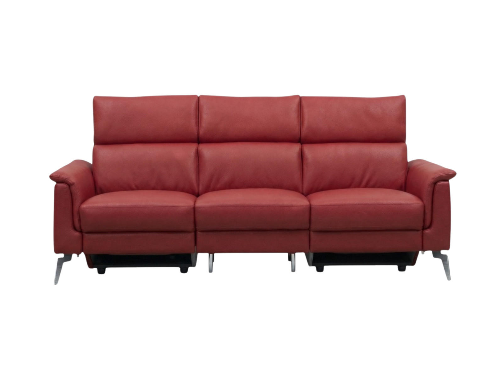 3-SITZER Sofa Borea Echtleder Rot - Rot, Leder/Metall (220/102/98cm)