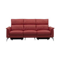3-SITZER Sofa Borea Echtleder Rot - Rot, Leder/Metall (220/102/98cm)