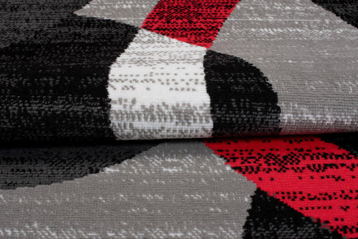TEPPICH MAYA Rot Kreise Streifen Meliert 200/250 cm - Rot, Textil (200/250cm) - Tapiso