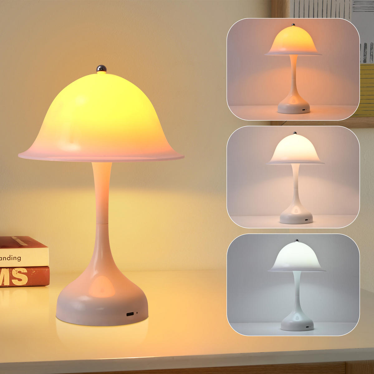 LED TISCHLAMPE Glowyn 16/9/24.5 cm - Weiß, Kunststoff (16/9/24.5cm) - ZMH